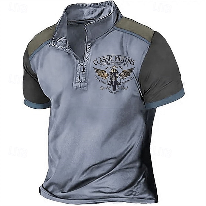 Homens Camiseta Camisa Henley Camisetas Camisa de manga curta Manga Curta Quarter Zip Verão Bloco de cor Motocicletas Moda Designer Básico Patchwork Férias Rua Para Noite Azul Verde cáqui Top Tee de 2026 por $18.99 –P2