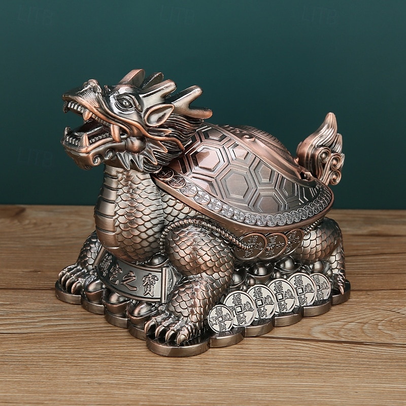 Vintage Ashtray with Lid, Dragon Turtle Windproof Ashtray for Home Living Room, Anti-Smoke Decorative Covered Ashtray Ornament 2026 - $27.99 –P6