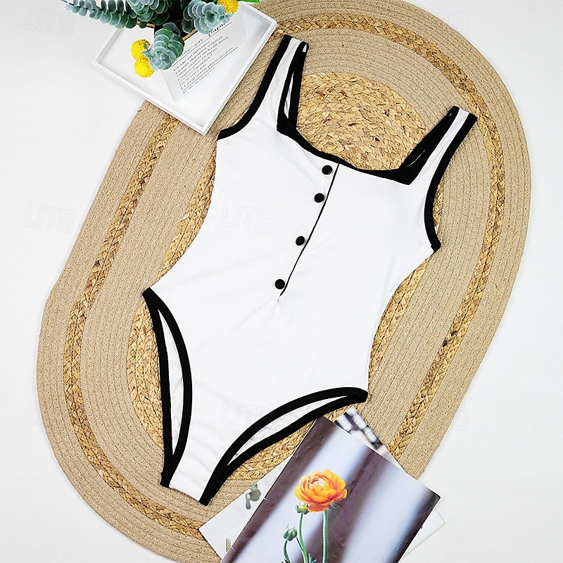 Femmes Maillot de bain 1 pièce Dos Nu Maillot de Bain Patchwork Maillots de Bain Noir Blanche Respirant Séchage Rapide Sans manches - Natation Surf Plongée en apnée Été de 2025 ? $27.99 –P5