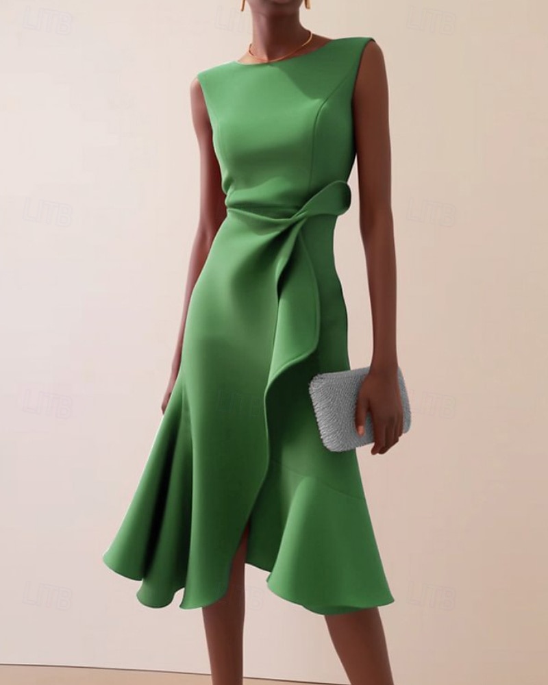 Women's Midi Dress Prom Dress Party Dress Fashion Modern Party Evening Party Date Regular Fit Plain Sleeveless Crew Neck Pink Green Khaki Summer 2025 - $24.99 –P3