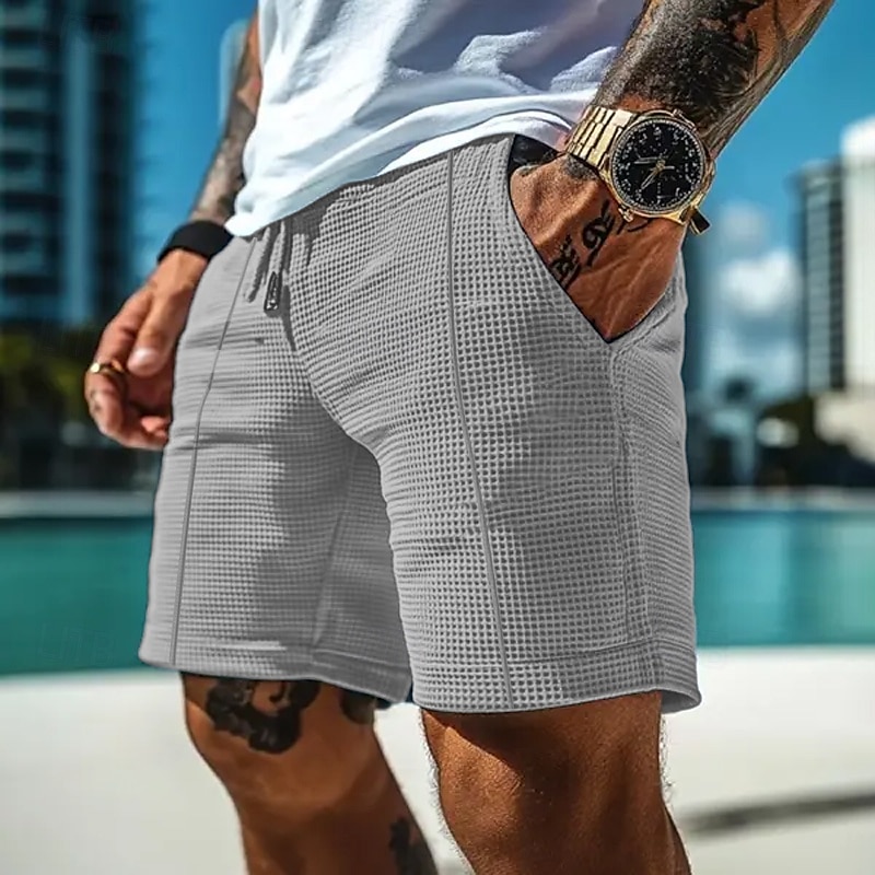 Per uomo Pantaloncini Waffle Shorts Pantaloncini Estivi Pantaloncini casual Tasca Coulisse Elastico in vita Semplice Comodità Traspirante Corto All'aperto Vacanza Canotta sportiva Casual Nero Bianco del 2025 a $16.49 –P3