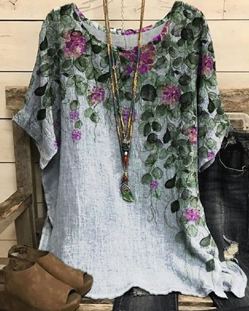 Pentru femei Cămașă Tricou Tee Top Imprimeu Elegant Modă Modern Manșon scurt Stil Nautic Topuri obișnuite Zilnic Sfârșit de săptămână Bleumarin Albastru piscină Mov Gri Deschis Gri Închis Vară 2025 - GBP £13.13 –P4