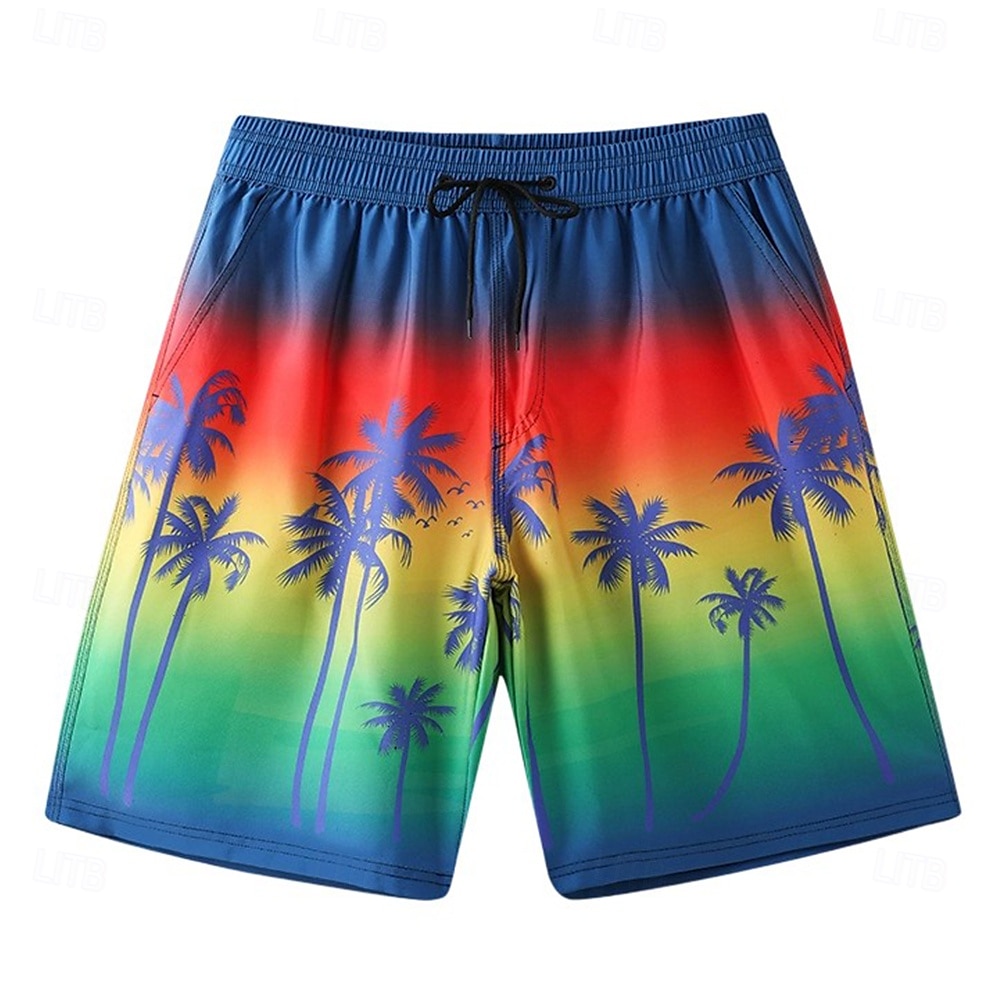 Homens Calção Shorts de praia Bolsos Com Cordão Imprimir Gráfico Folha Árvore Respirável Secagem Rápida Comprimento do joelho Ao ar livre Férias Casa Férias Estilo Étnico Azul Céu Azul escuro de 2025 por $17.99 –P18