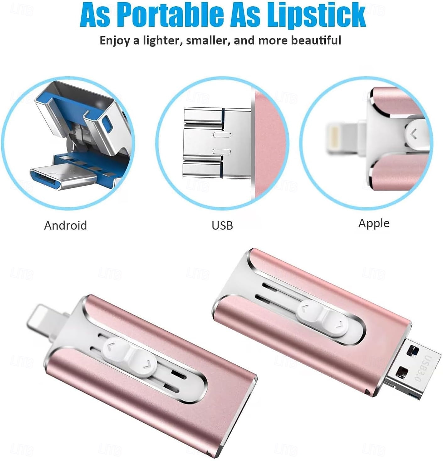 USB 8 Pin USB 3.0 4 in 1 Mobile Phone Computer U-Disk with Type-C Adapter, Memory Stick Storage for Easily Backup Photos Videos, Plug and Play 2025 - $22.99 –P2