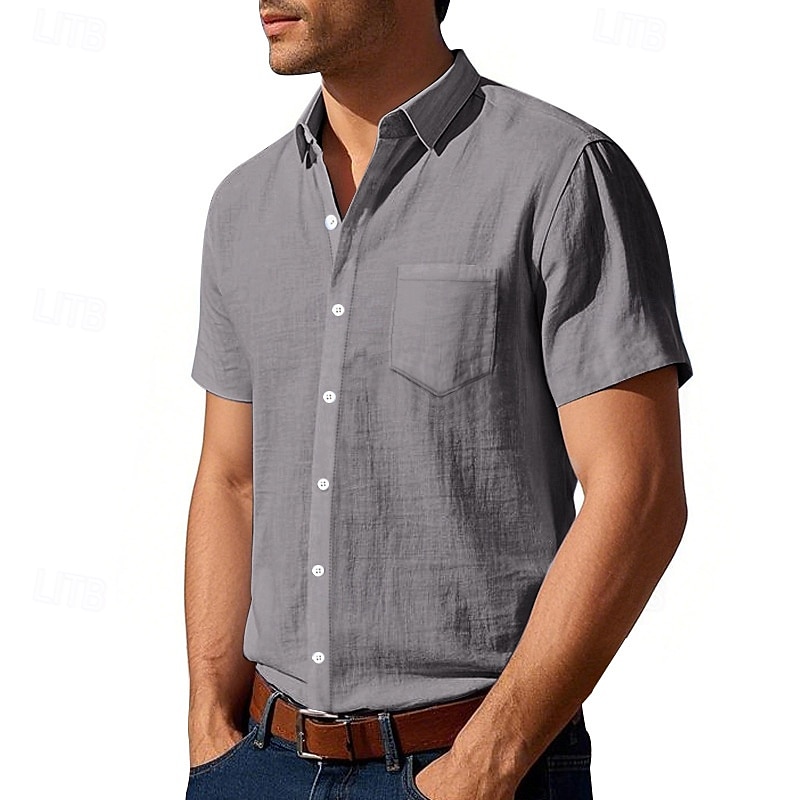 Per uomo Camicia Camicia di lino Camicia casual Camicia con Bottoni Camicia di cotone Semplice Vacanza Streetwear Giallo scuro Nero Bianco Blu marino Manica Corta Collo ripiegato Estate Abbigliamento del 2025 a $18.99 –P17