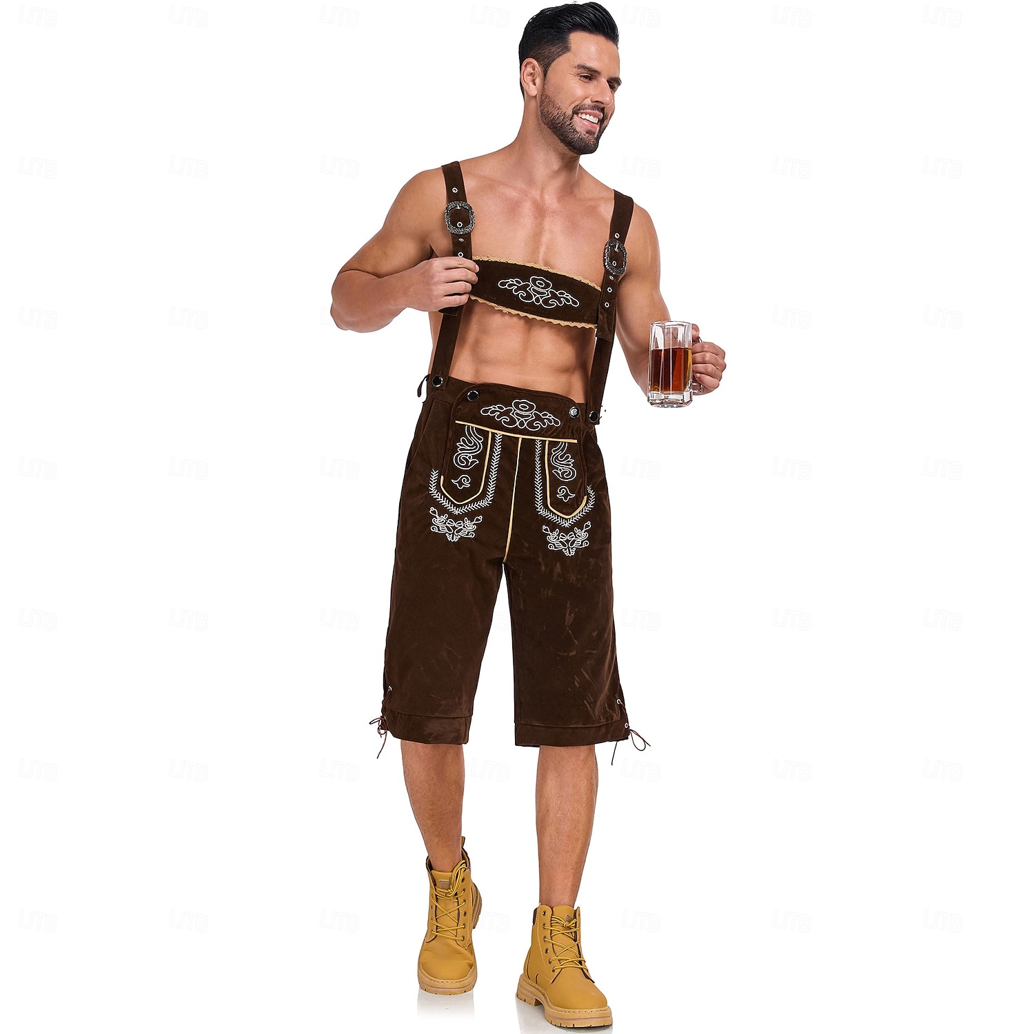Oktoberfest Haft Lederhosen bawarski Niemiecki Monachium Łąki Męskie Impreza Festiwal Piwa Tkanina w stylu tradycyjnym 2026 - $46.99 –P3
