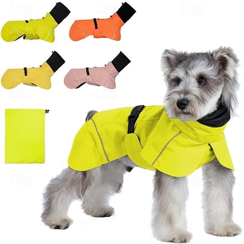 capa de chuva para cachorro, capa de chuva impermeável com capuz, capa de chuva ajustável para animais de estimação com orifício para guia para cães de pequeno e médio porte de 2025 por $15.49 –P4