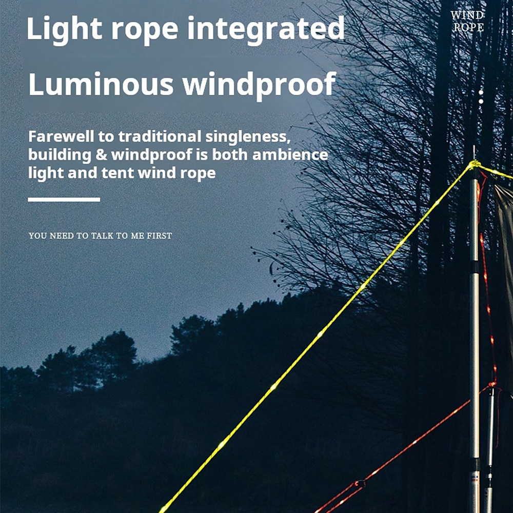 1 Pc Outdoor Camping Rope Light – Waterproof Camping Luminous Wind Rope, 5M/16.4FT, 3 Lighting Modes, Windproof Canopy Tent Rope with AA Battery Box, Perfect for Outdoor Atmosphere Lighting 2025 - $23.99 –P9
