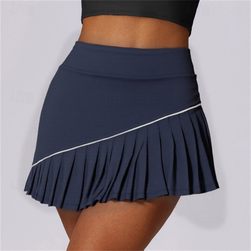US Open Women's Tennis Skirts with Shorts Pleated Side Pockets Quick Dry Tennis Golf Pickleball Solid Colored Skort Black White Navy Blue Tennis Clothing 2025 - $27.99 –P11