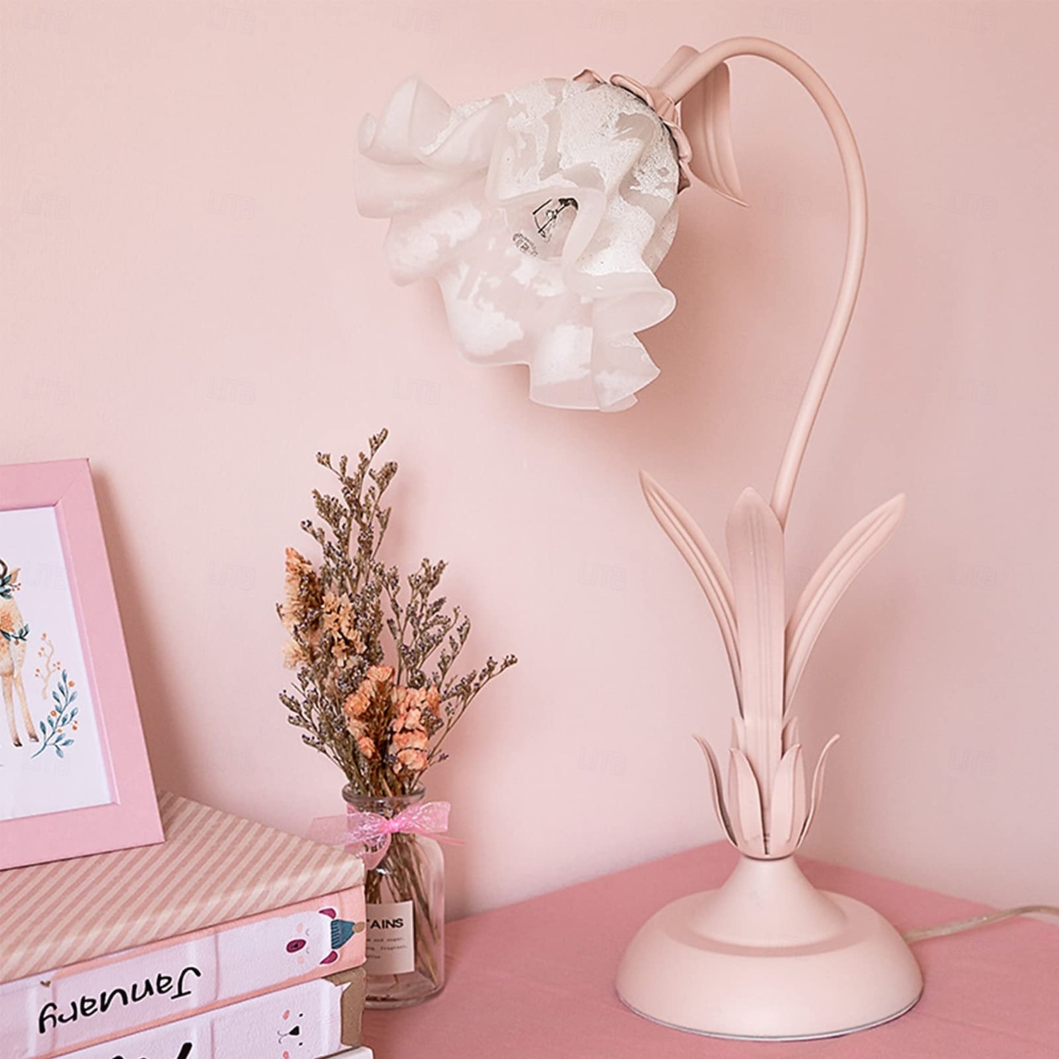 Lanterne à fleurs moderne en verre soufflé, lampe de chevet, veilleuse, 4 modes de couleur, intensité variable, pour chambre à coucher, salon, culot E27 de 2025 ? $66.99 –P11