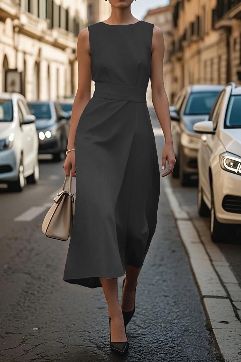 Femmes Robe Midi Robe Décontractée Robe débardeur Robe d'été Mode Moderne Quotidien Date Week-end Coupe régulière Uni Sans manches Col ras du cou Noir Blanche Bleu Vert Été de 2025 ? $21.99 –P2
