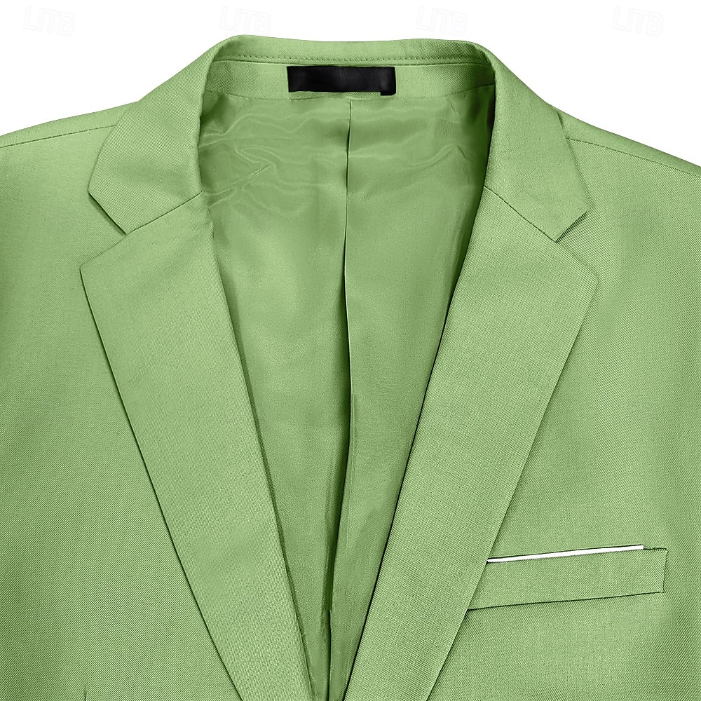 Herren Hochzeits Business Anzüge Schwarz Salbei Formal Sommer Uni Farbige Standard Passform 3-Teilig Einreiher Zwei-Knöpfe 2025 - €114.99 –P5