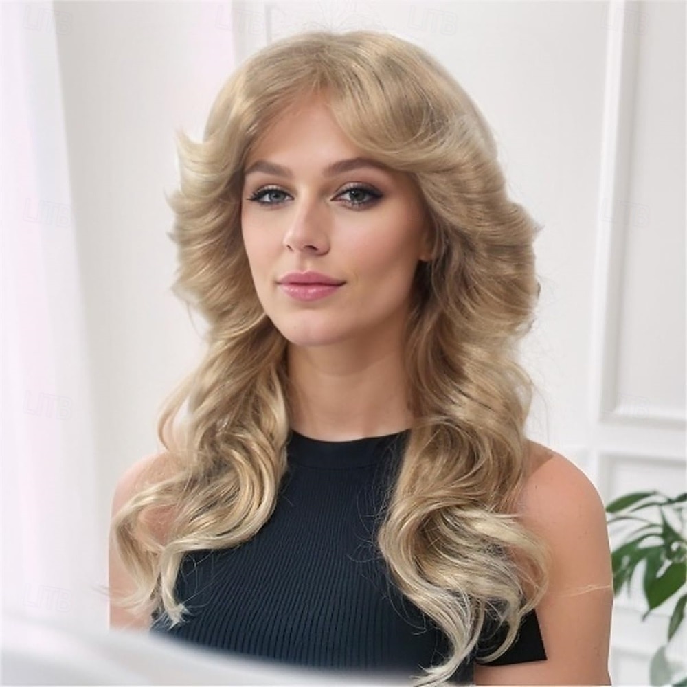 Blond syntetické paruky pro ženy Farrah Fawcett styl 70. let disco tepelně odolná lehká pro vintage cosplay a každodenní použití Halloween paruky 2025 - $27.99 –P3