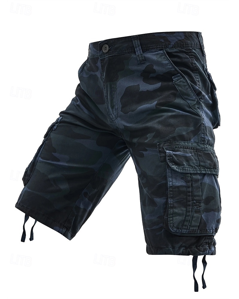 Homens Bermuda Cargo Shorts camuflados Calção Shorts de verão Bolso multi Bolso com aba Côr Camuflagem Conforto Vestível Comprimento do joelho Ao ar livre Esporte Diário Moda Casual Azul Marinho Cáqui de 2025 por $30.99 –P6