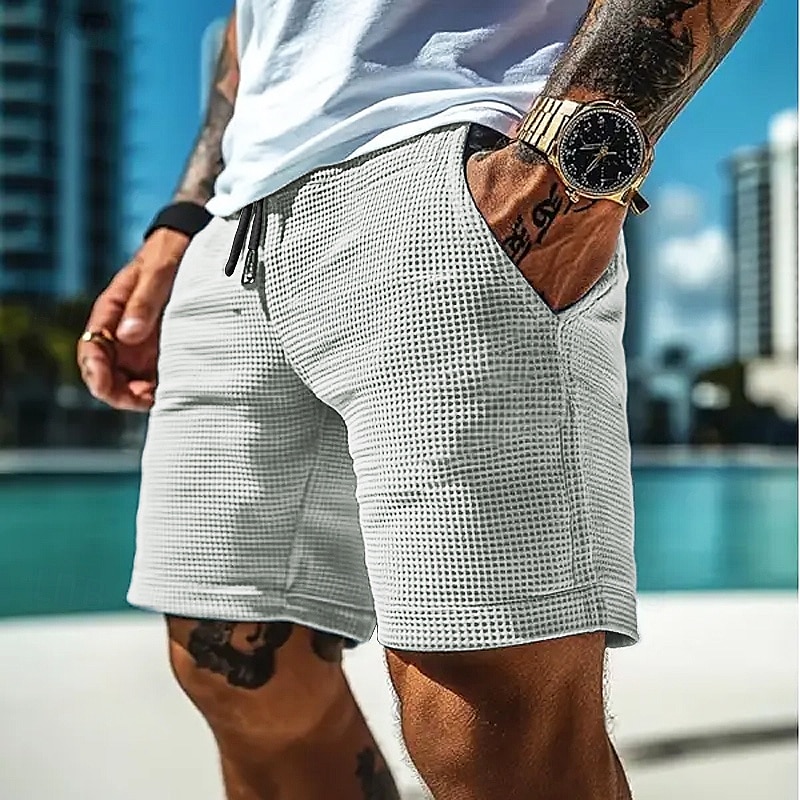 Per uomo Pantaloncini Waffle Shorts Pantaloncini Estivi Pantaloncini casual Tasca Coulisse Elastico in vita Semplice Comodità Traspirante Corto All'aperto Vacanza Canotta sportiva Casual Nero Bianco del 2025 a $18.99 –P6