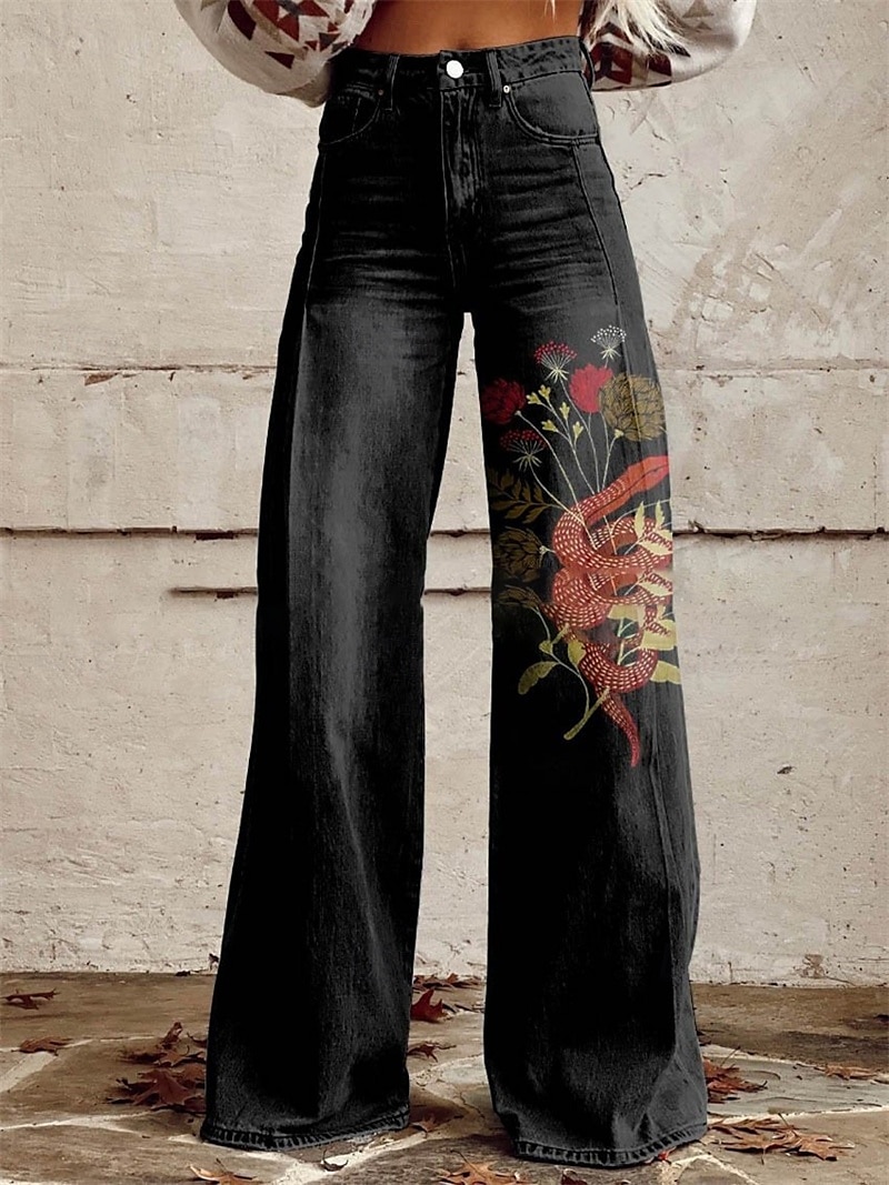Retró Boho 1970-es évek Nadrágok Széles szárú nadrág Hippi Diszkó Magas derék Retro western pin-up Műfarmer stílus Női Farsang Alkalmi / Napi zenei fesztivál Retro témájú buli Felnőttek Nadrágok 2025 - $35.99 –P7
