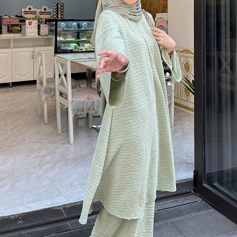 Femmes Mode Formel Jupe Ensembles manche longue Col ras du cou Uni Tenue quotidienne Date Vert Été Coupe régulière de 2025 ? $35.99 –P2