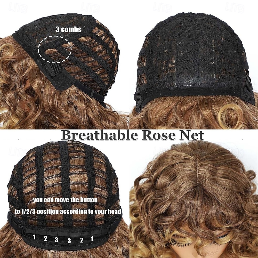 Krullende Pruik Grote Krullende Pruiken voor Witte Zwarte Vrouwen 20 Inch Lange Krullende Afro Pruik met Pony Synthetisch Haar Vervangingspruiken voor Cosplay en Dagelijks Ombre Blonde Halloween 2025 - $27.99 –P5