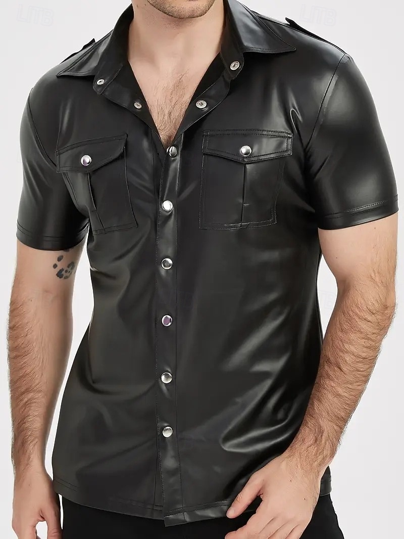 Blusa / Camisa Policial Com Brilho Metálico Drag & Glam Adulto Homens Dia Das Bruxas Carnaval Boate Parada do Orgulho Mês do Orgulho Vestir-se de 2026 por $32.99 –P2
