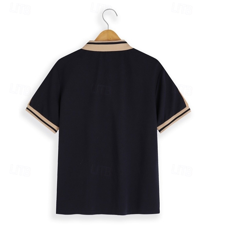 Herren Baumwoll-Poloshirt Golfshirt Geschäft Revers Kurzarm Mode Basic Farbblock Patchwork Bestickt Sommer Weinrot Schwarz Grün aschgrau Dunkel Blau Hellblau Baumwoll-Poloshirt 2025 - $22.99 –P4