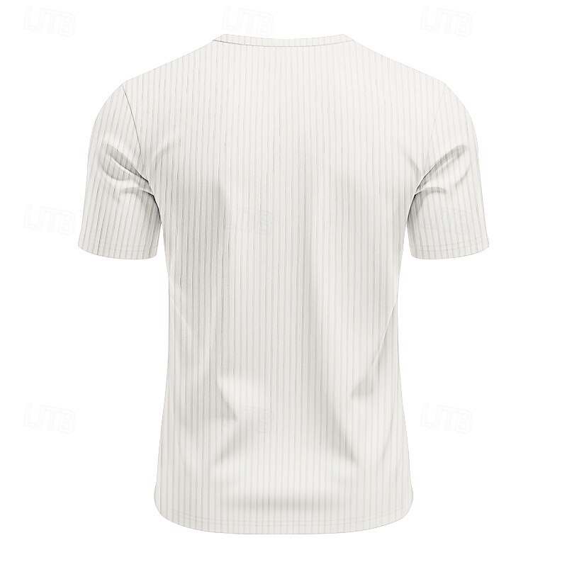 Men's T Shirt Henley Shirt Tee Short Sleeve Shirt Short Sleeve V Neck Summer Plain Fashion Designer Basic Jacquard Vacation Street Going out Black White Khaki Top Tee for Men 2025 - $16.49 –P19