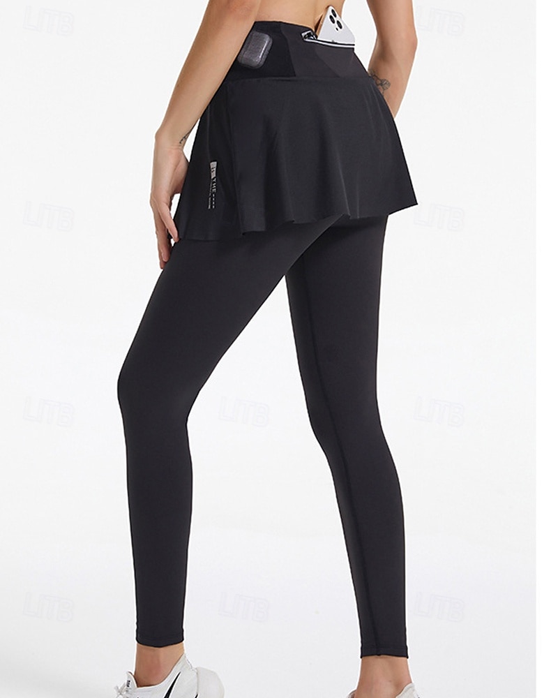 Dames Effen Tennisrok met legging Geplooid Zijzakken Sneldrogend Tennis Golf Augurkbal Kleding Onderlichaam Zwart Blauw Grijs Tenniskleding 2025 - $27.99 –P13