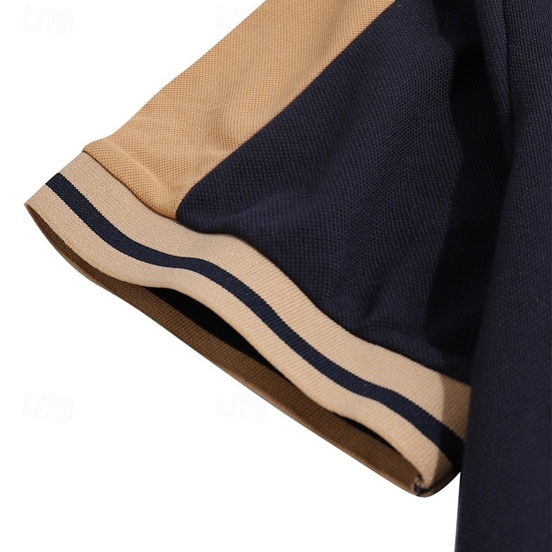 Herren Baumwoll-Poloshirt Golfshirt Geschäft Revers Kurzarm Mode Basic Farbblock Patchwork Bestickt Sommer Weinrot Schwarz Grün aschgrau Dunkel Blau Hellblau Baumwoll-Poloshirt 2025 - $22.99 –P7