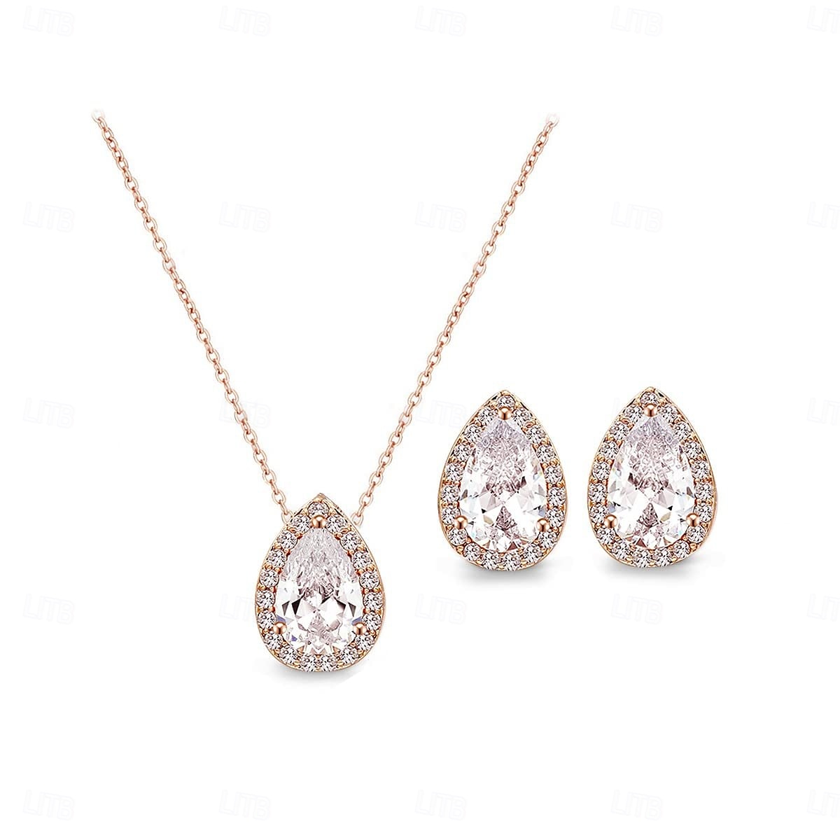 bruidssieradensets 1 set zirkonia oorbellen met strass ketting elegante stijlvolle sieradenset voor bruiloft, feest en speciale gelegenheid 2025 - $32.99 –P3
