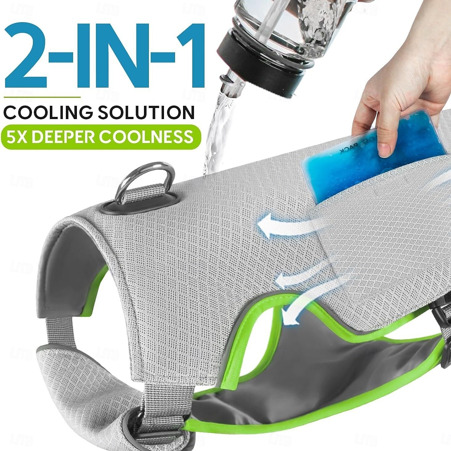 Chladicí vesta pro psy Postroj pro psy Chladicí bunda s přenosnou lahví na vodu pro venčení psů, kempování, lov a výcvik lovu 2025 - $22.99 –P5