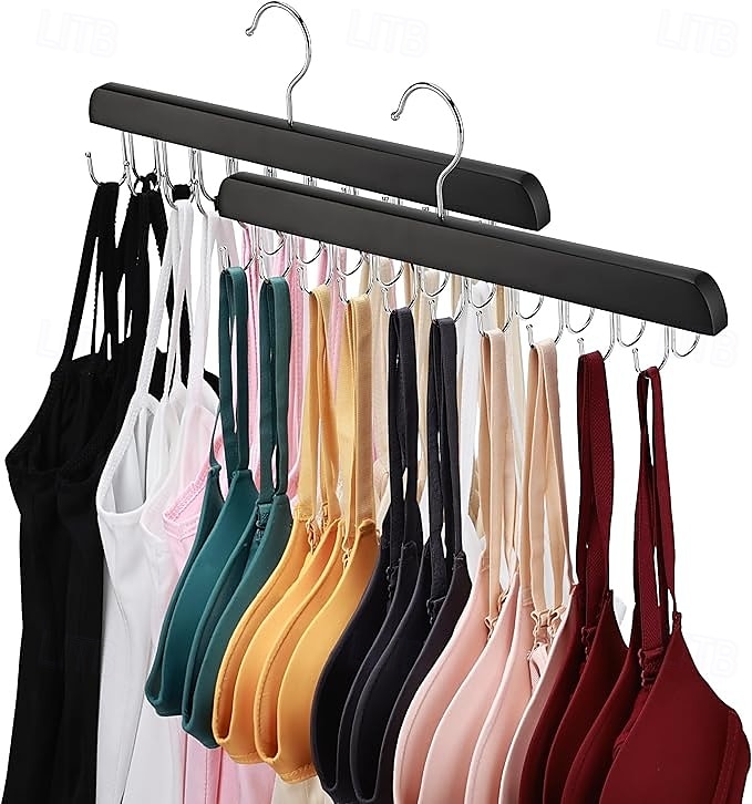2 Pack Bra Hanger for Closet Organizer Premium Wooden Tank Top Hangers with 40 Foldable Hooks 360 Rotating Design Space Saving Storage for Tank Tops Bras Scarves and More 2025 - $18.99 –P4