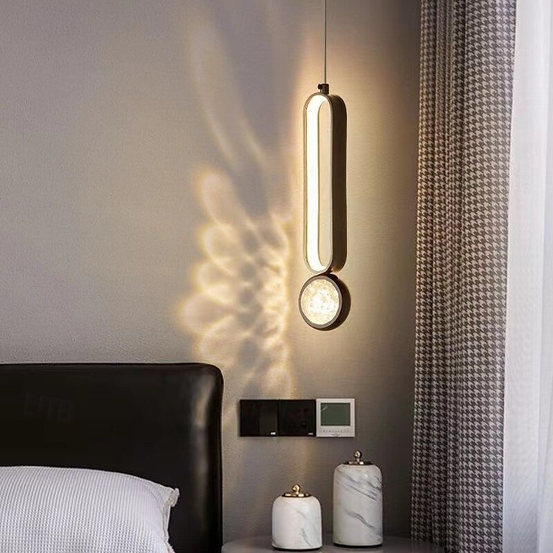 Lampada a sospensione a LED moderna, lampada da comodino nera, lampada a sospensione in metallo verniciato, moderna 220-240 V 110-120 V del 2025 a $111.99 –P2