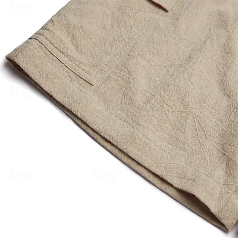 Herren Shorts Leinenshorts Sommershorts Strandshorts Kordelzug Elastischer Bund Mehrere Taschen Einfach Knielang Outdoor Ferien Strand Urlaub Hawaiianisch Schwarz Weiß Unelastisch 2025 - $22.99 –P4