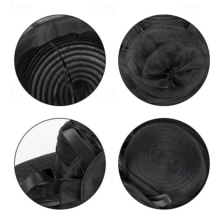 damskie organza kentucky kapelusze przeciwsłoneczne - szerokie rondo kwiatowe kapelusze kościelne kapelusz plażowy derby na przyjęcie herbaciane ślub suknia ślubna 2026 - $19.99 –P4