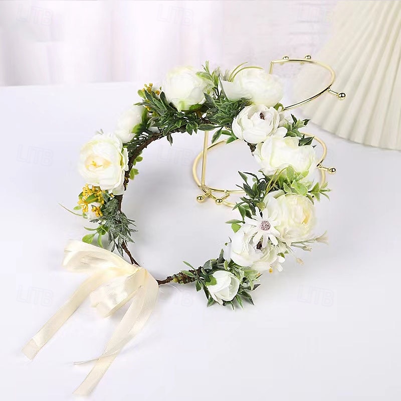 bohemsk hårtilbehør skogsblomst bryllupspannebånd grøntområder blomsterkrone krans fotorekvisitt 2025 - $12.99 –P2