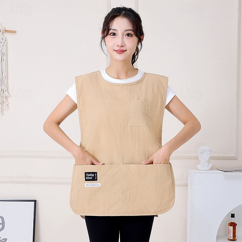 Vanntett forklevest for kjøkken, baking, frisørsalong, restaurantarbeidstøy, unisex ermeløst matlagingsforkle med lommer – enkelt moderne design 2025 - $15.99 –P5