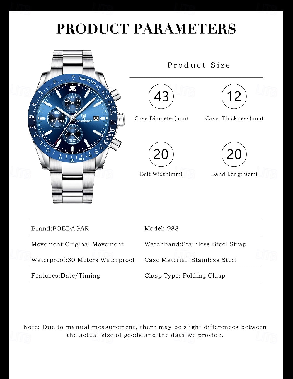 Роскошные бизнес-мужские часы – водонепроницаемые кварцевые наручные часы стальной браслет для формальной и повседневной носки с отображением даты 2026 - $24.99 –P3