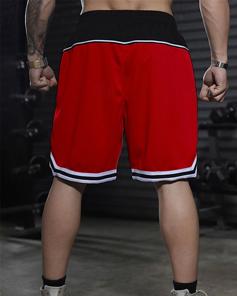Homens calções atléticos Calção Shorts de basquete Bolsos Com Cordão Cintura elástica Riscas Conforto Respirável Curto Ao ar livre Esportes Clássico Casual Preto Vermelho de 2025 por $15.49 –P12