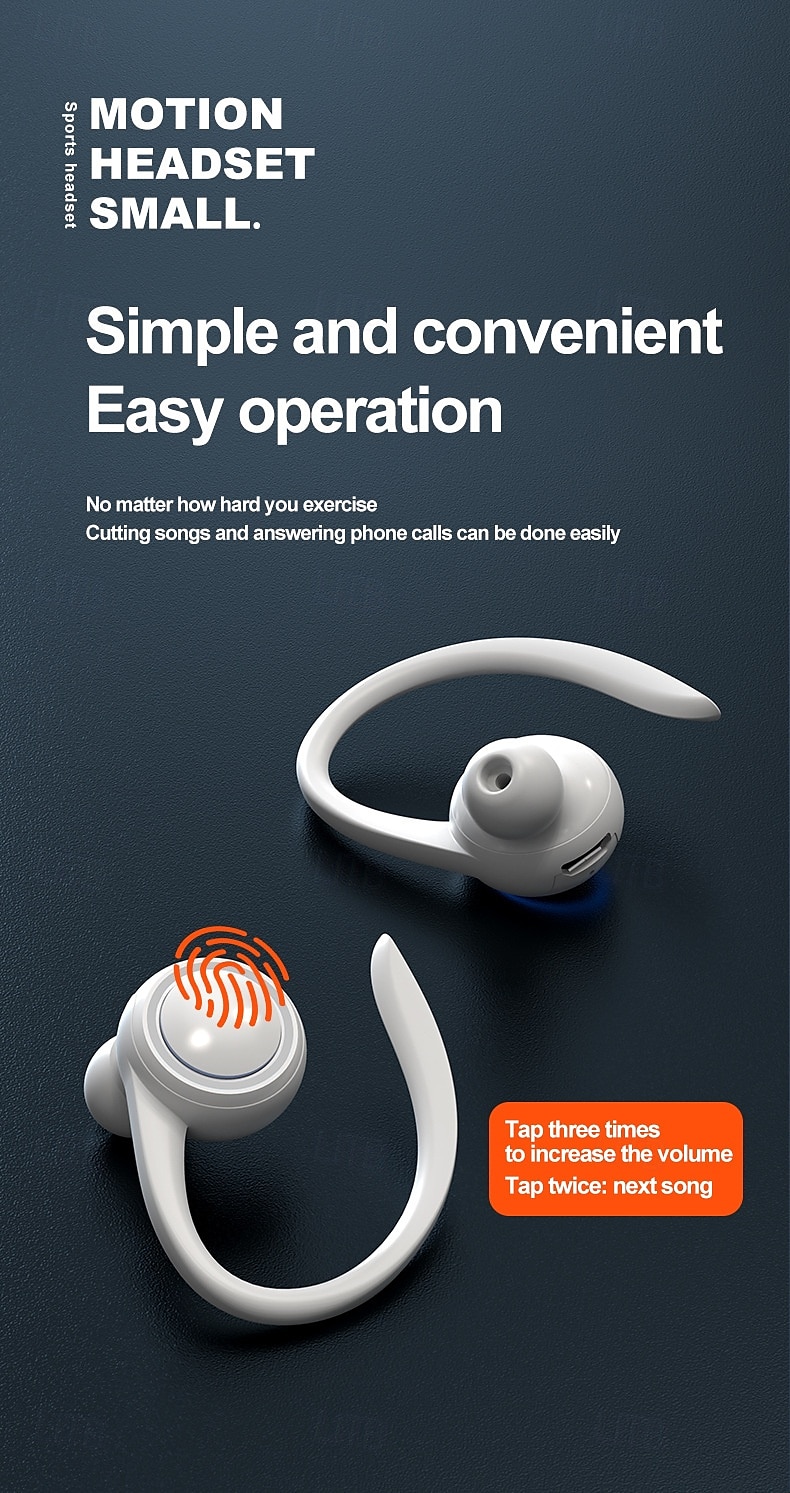 Bluetooth 5.2 Sports Ear-Hook Headphones - Wireless Waterproof Earbuds with LED Light, Touch Control, Noise Reduction, Compatible with iOS & Android 2025 - $20.99 –P13