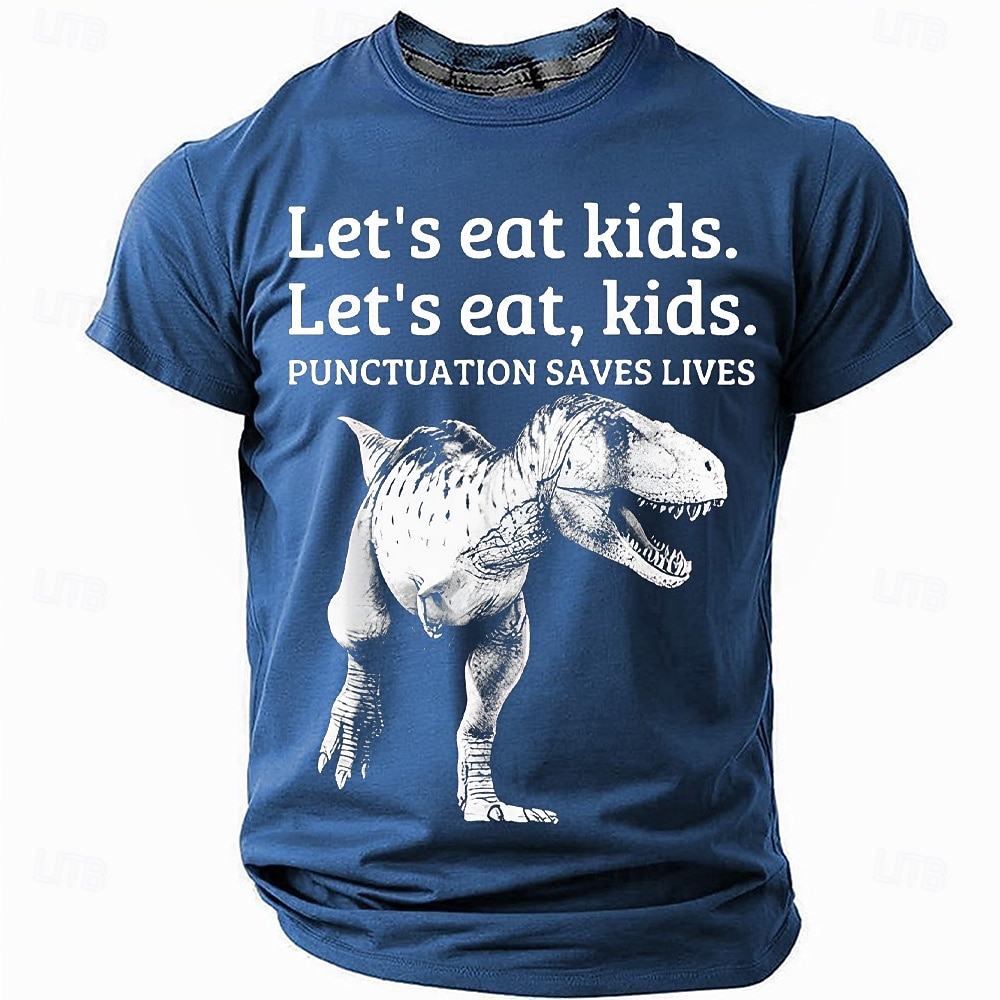Men's T-Shirt - Funny Punctuation Saves Lives Grammar Joke T-Rex Graphic Short Sleeve 2026 - $19.49 –P1