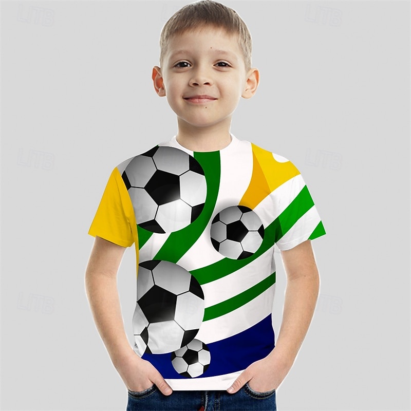Мальчики 3D Футбол Футболка С короткими рукавами Лето Весна Мода Классический Дети 4-12 лет Вырез под горло на открытом воздухе Повседневные Стандартный 2025 - $17.99 –P2