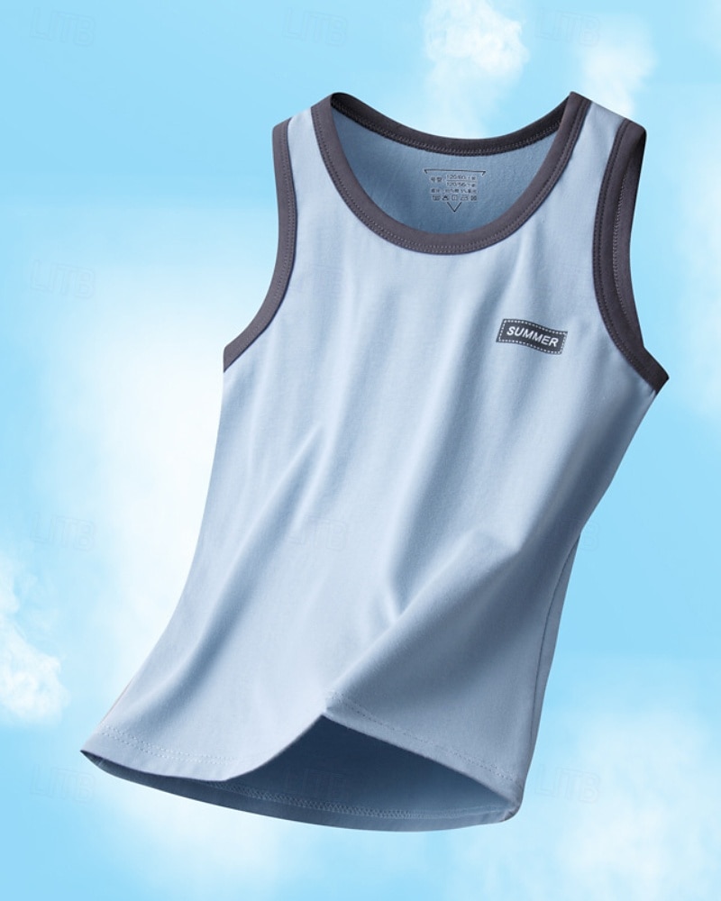 Barn Pojkar Stridsvagn Tee Färgblock Ärmlös Barn Top Utekväll Grundläggande Sommar Vit 4 år + 2025 - $5.99 –P3