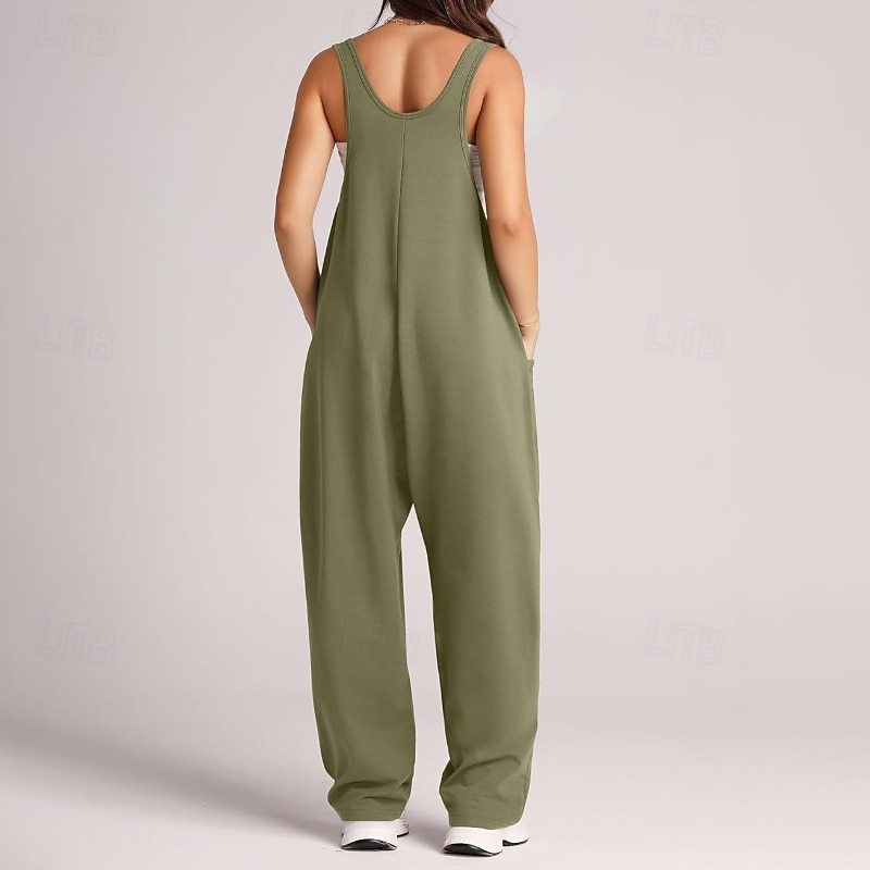 Damskie Normalny Kombinezon Moda miejska Jednokolorowe Bez rękawów Dekolt w kształcie litery U Kieszeń Ulica Codzienny Regularny Czarny Jasnozielony Rumiany róż Lato 2025 - $24.99 –P8