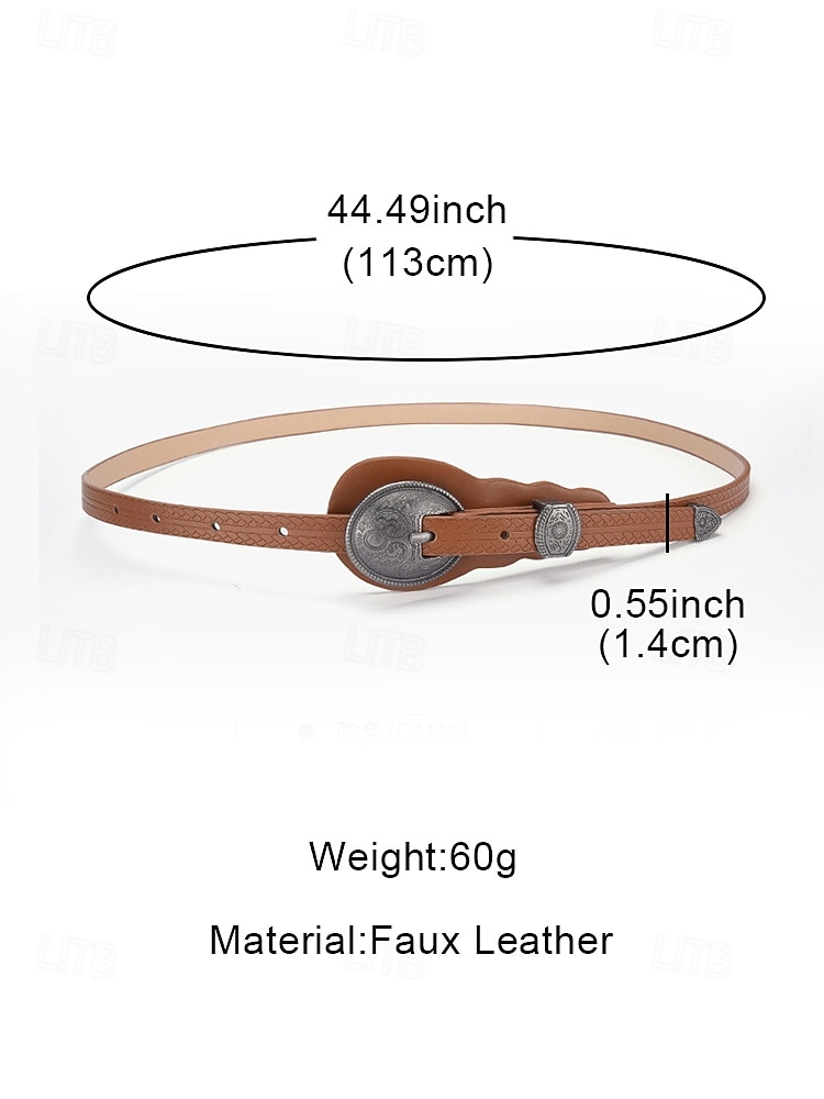 Women's Faux Leather Carved Western Waist Belt with Vintage Silver Buckle for Boho Dresses, Summer Concerts and Country Wedding Outfits 2026 - $9.99 –P8