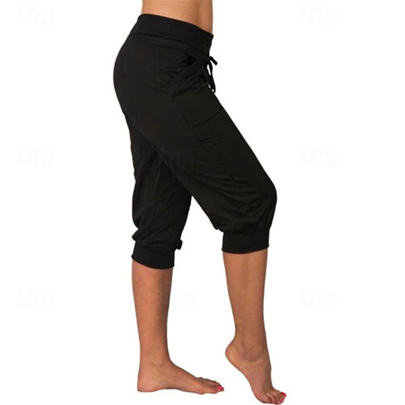 Dame Capri-bukser Søndagsshorts Gatemote Fritid Kalv lengde Medium Midje عادي Elastisk midje Snorer Pusteevne Myk Mikroelastisk Feriereise Gate Dagligdagstøy Svart Rosa Navyblå Grønn Sommer Normal 2025 - $16.99 –P6