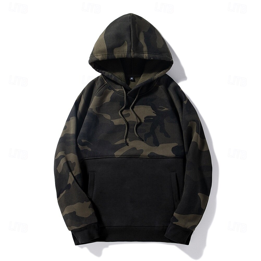 Per uomo Felpa con cappuccio Felpa con cappuccio in pile Tattico Nero Verde Cachi Con Cappuccio Mimetico Patchwork Tasca Frontale Sport & Outdoor Casuale Quotidiano Streetwear Cool Abbigliamento del 2025 a $27.99 –P3