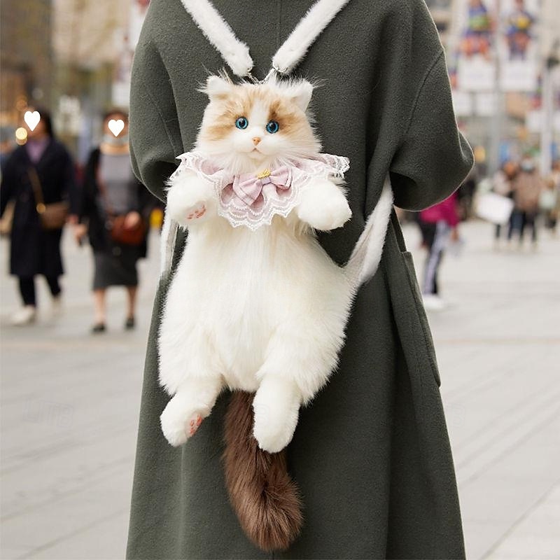 Stuffed Animals Backpack - Cute Cat plush Backpack Handcrafted Realistic Cat Shaped Backpack Idea for Birthdays Anniversaries Ordinary days Large Ragdoll Bag 2025 - $120.99 –P3