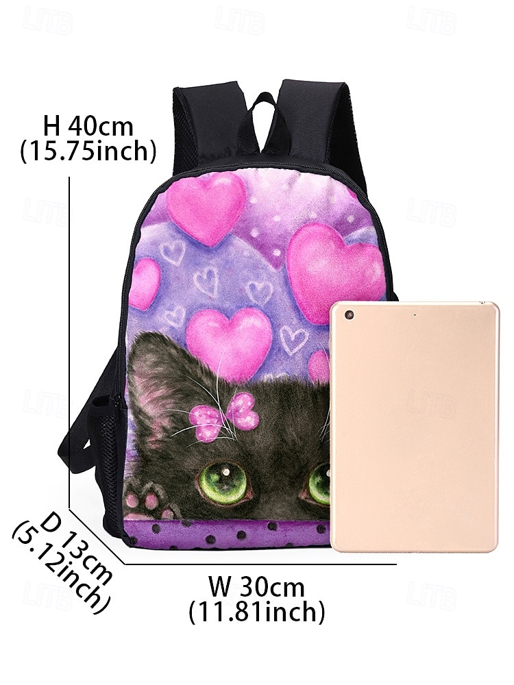 Girl's cute cat print backpack, Double layer design, Large capacity, Suitable for school, Travel and daily use Kayomi Harai 2025 - $26.99 –P8