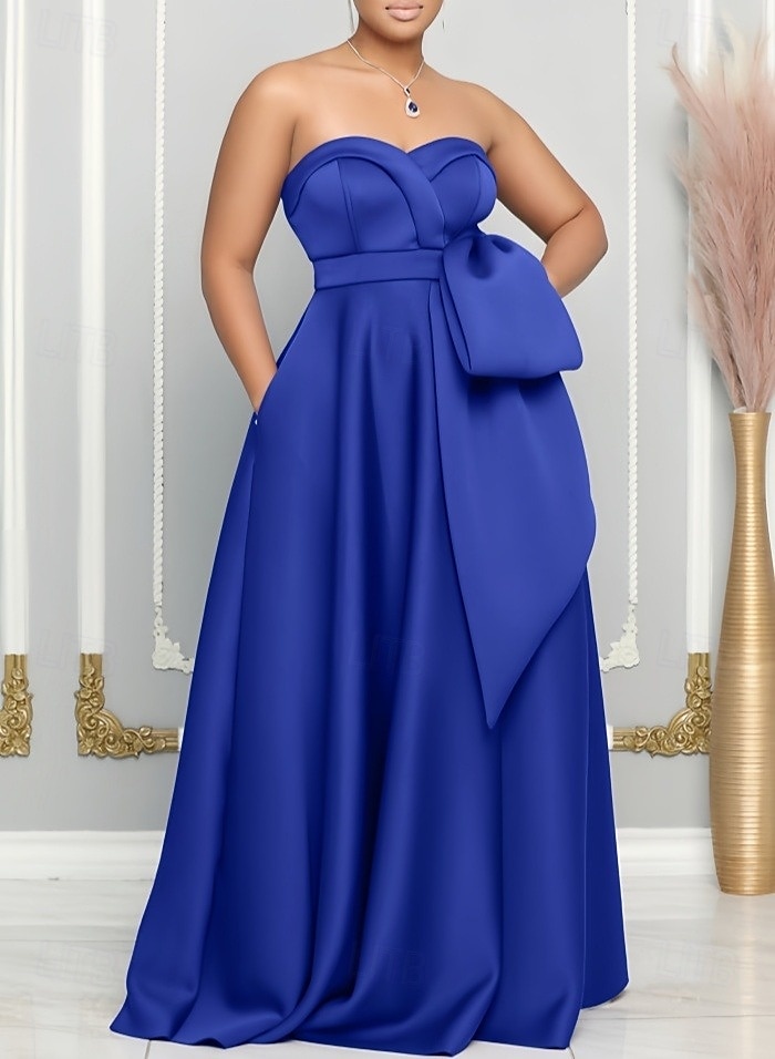 A-Line Wedding Guest Dresses Elegant Dress Wedding Guest Engagement Floor Length Sleeveless Sweetheart Satin with Slit Butterfly 2025 - $156.99 –P3