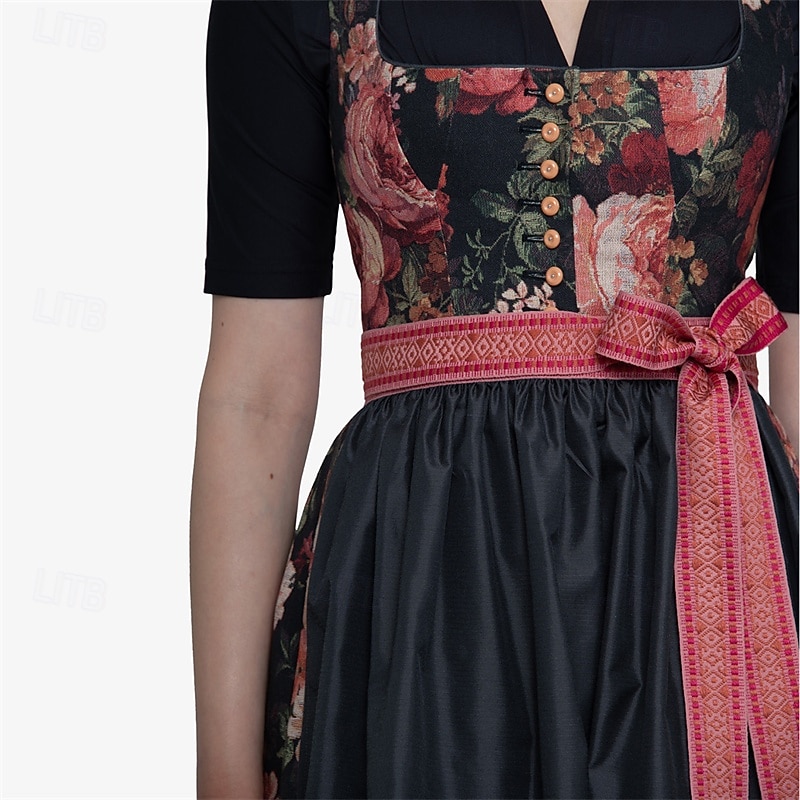 Φόρεμα Dirndl Γυναικείου με Λουλούδια και Ποδιά για το Oktoberfest Βαυαρικό Καρναβάλι Φεστιβάλ Μπύρας Trachtenkleid Παραδοσιακού Στυλ 2026 - $68.99 –P6
