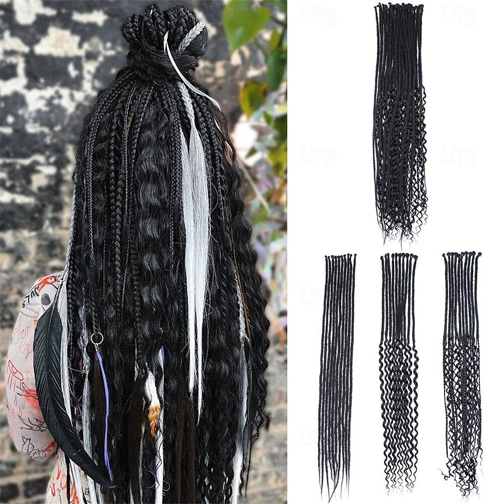 Extensions de dreadlocks synthétiques mixtes 3 en 1, 30 mèches, 30 pouces, blond 613 bouclé &droit &extensions de dreadlocks bohèmes à extrémité unique, style hippie, pour femmes de 2025 ? $52.99 –P5